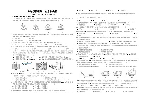 2016八下物理第二次月考试题