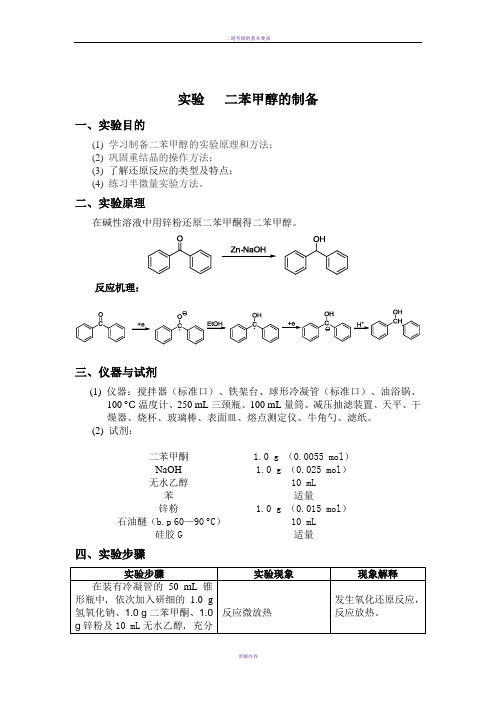 二苯甲醇的制备