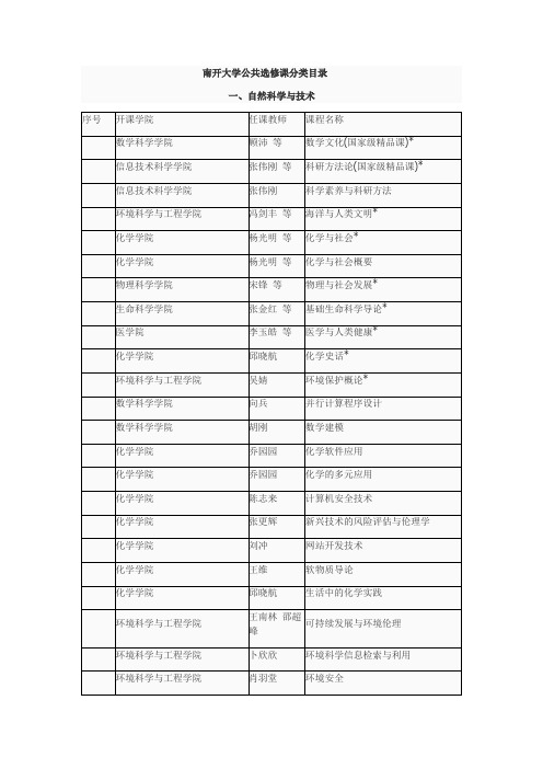 南开大学E类课分类