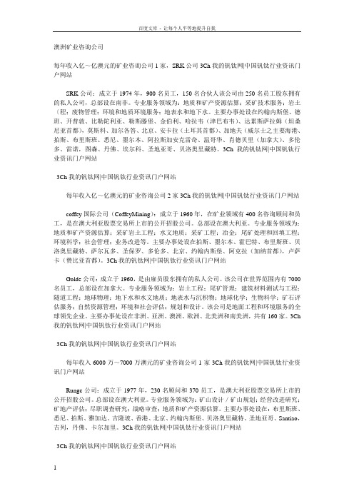 世界著名矿业咨询公司