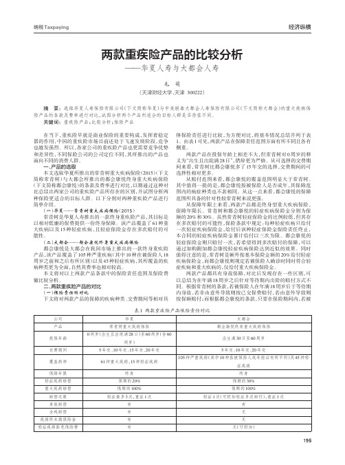 两款重疾险产品的比较分析——华夏人寿与大都会人寿