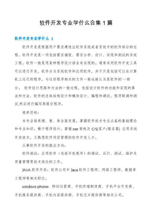 软件开发专业学什么合集1篇