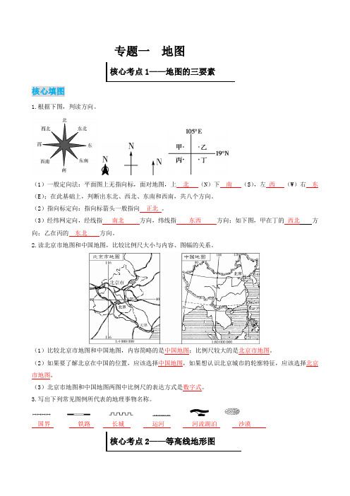 专题01 地图-中考地理核心考点填图识记手册(湘教版)