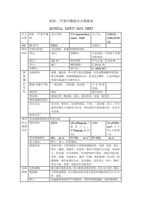 N,N-二甲基甲酰胺安全数据表