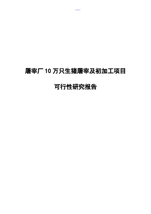 屠宰厂10万只生猪屠宰及初加工项目可行性研究报告