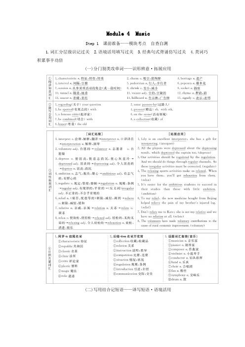 2020版高考英语总复习Module4Music教学案外研版选修6