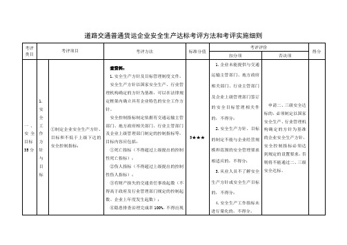 道路交通普通货运企业安全生产达标考评方法和考评实施细则