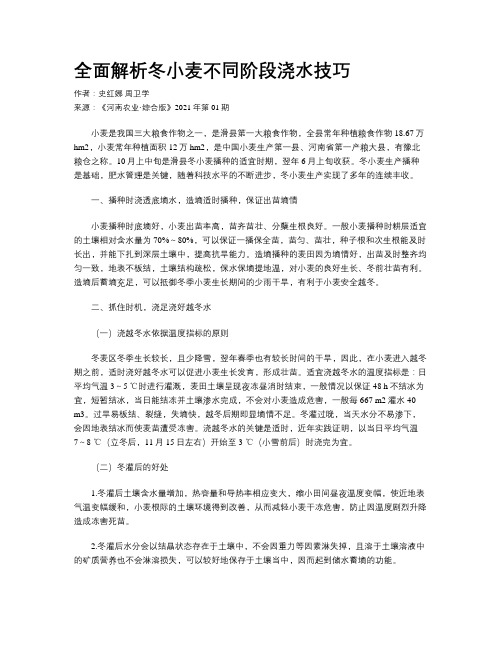 全面解析冬小麦不同阶段浇水技巧