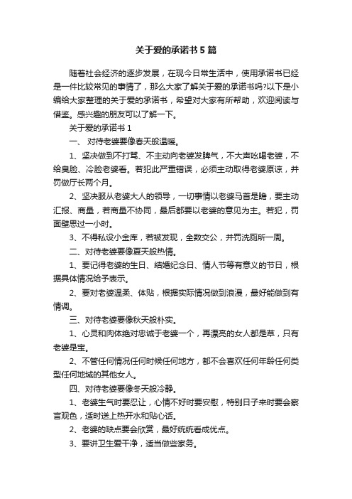 关于爱的承诺书5篇