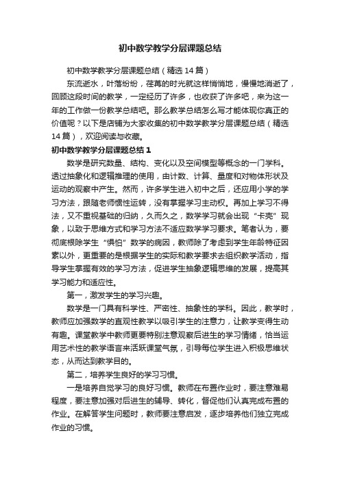 初中数学教学分层课题总结