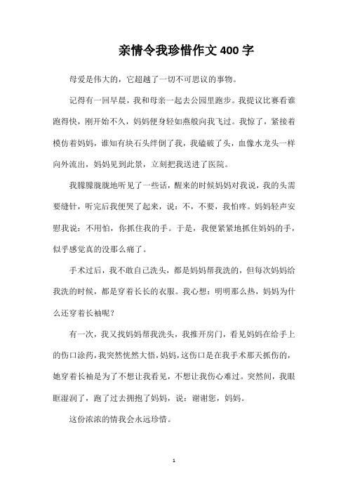 亲情令我珍惜作文400字