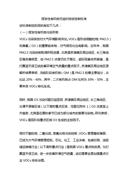 挥发性有机物无组织排放控制标准