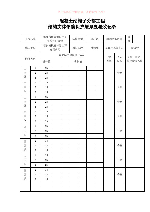 楼板厚度及钢筋保护层厚度(参考模板)