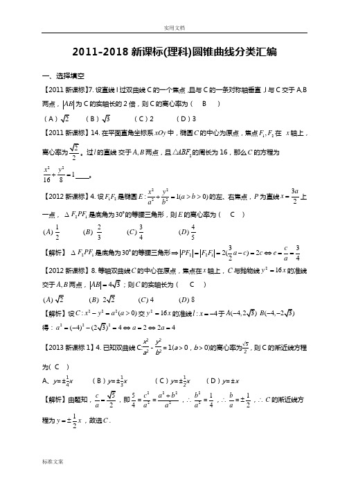 20-208高考数学圆锥曲线分类总汇编(理)