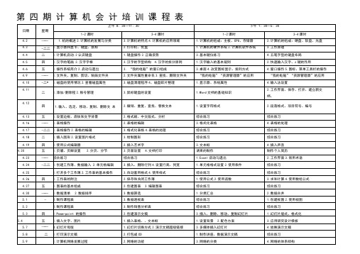 计算机培训课程表