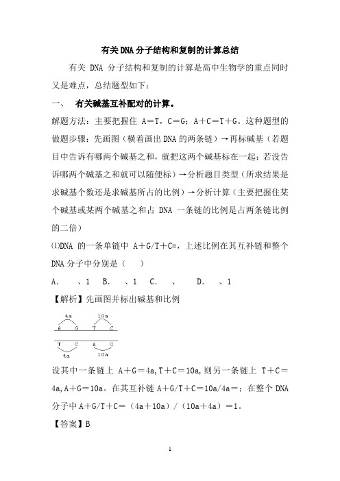 有关DNA分子结构和复制的计算