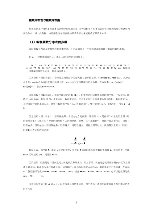 频数分布表和频数分布图