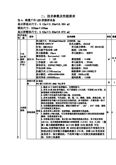 技术参数及性能要求