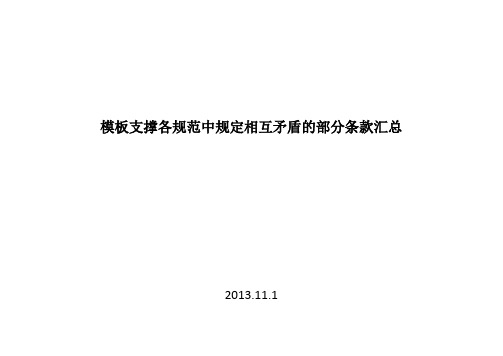 模板支撑体系各规范及标准中做法不一汇总