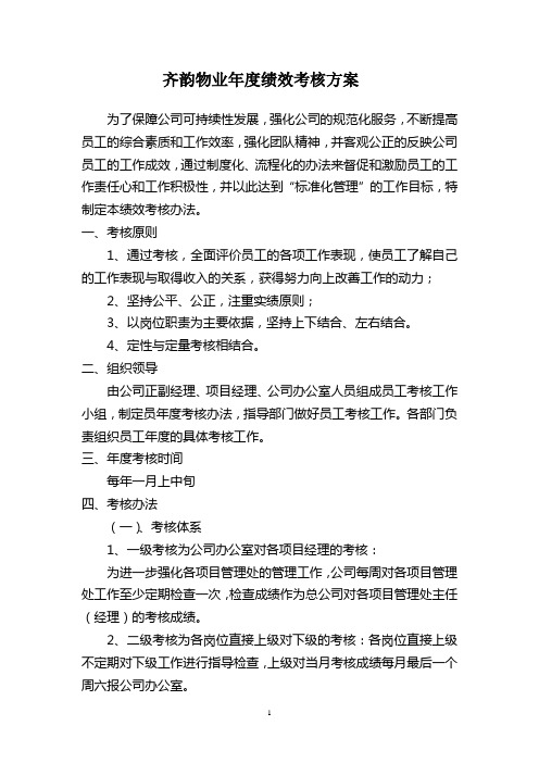 物业公司年度绩效考核方案