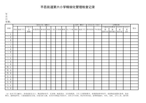 小学精细化管理检查表