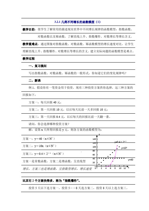 数学3.2.1《几类不同增长的函数模型(1)》教案(新人教必修1).doc1