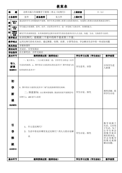 北师大版六年级数学下册第二单元《比例尺》教案张华