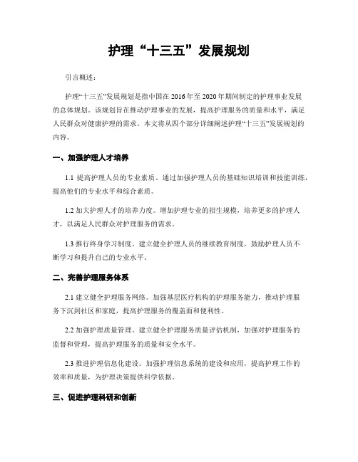 护理“十三五”发展规划