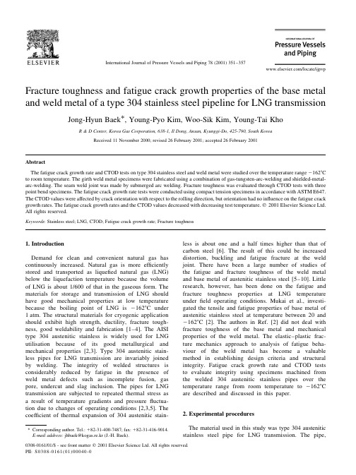 Fracture toughness and fatigue crack growth properties of the base metal and weld metal of a type 30