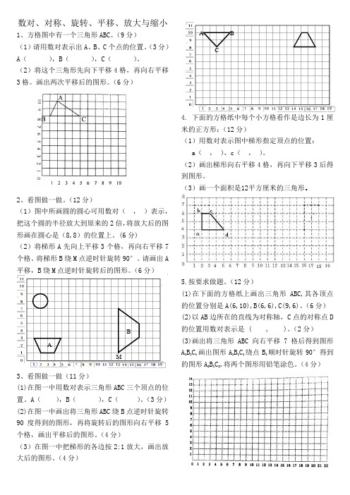 小学毕业分类数对旋转与平移