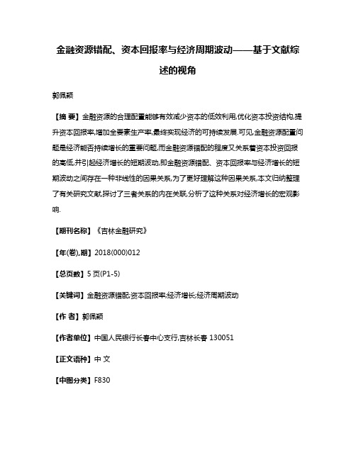 金融资源错配、资本回报率与经济周期波动——基于文献综述的视角