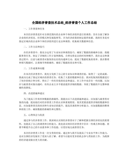 全国经济普查技术总结_经济普查个人工作总结