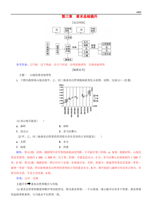 2020高中地理 第三章 地理环境的整体性和区域差异章末总结提升练习 中图版必修1