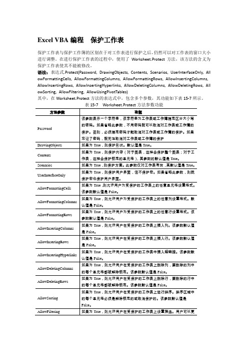 Excel VBA编程  保护工作表