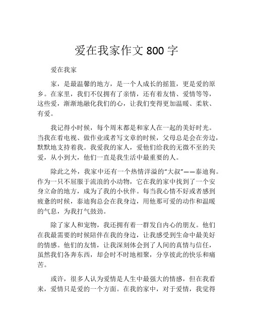 爱在我家作文800字