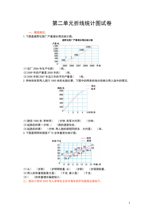 五年级下册数学单元测试-第二单元-折线统计图-苏教版