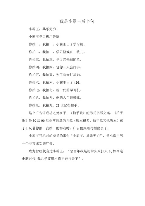 我是小霸王后半句