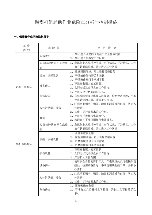 燃煤机组辅助作业危险点分析与控制措施