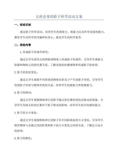 大班会变的影子科学活动方案