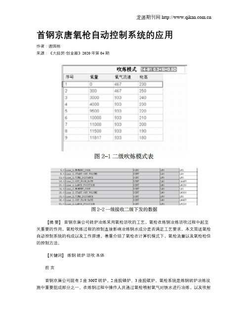 首钢京唐氧枪自动控制系统的应用