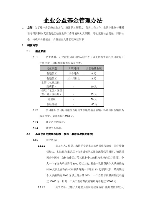 企业公益基金管理办法