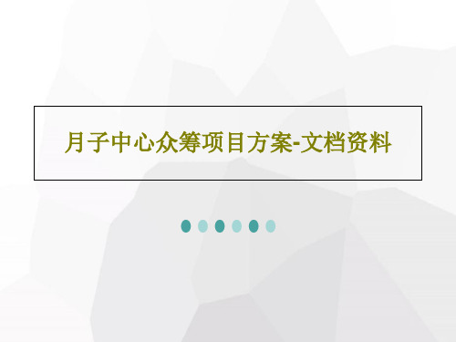 月子中心众筹项目方案-文档资料PPT60页