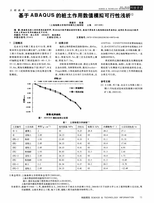 基于ABAQUS的桩土作用数值模拟可行性浅析