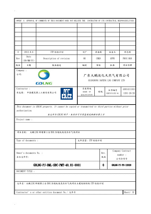 土建及钢结构工程检验试验计划ITP