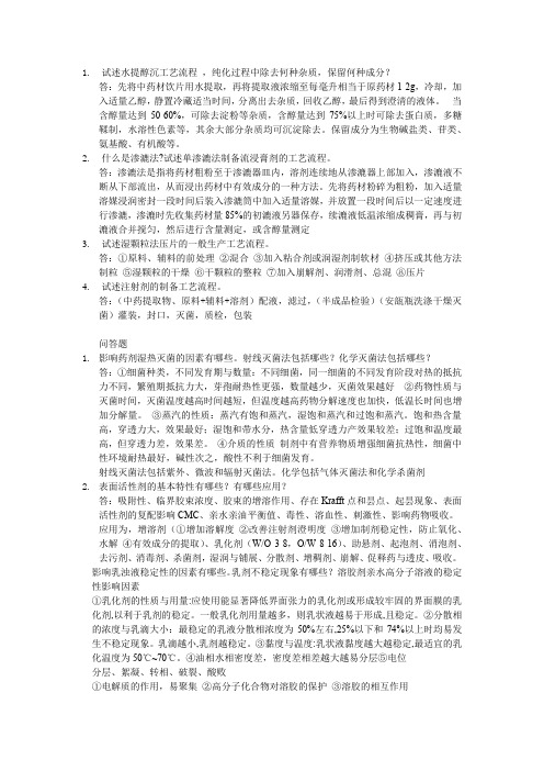 中药药剂学重点总结