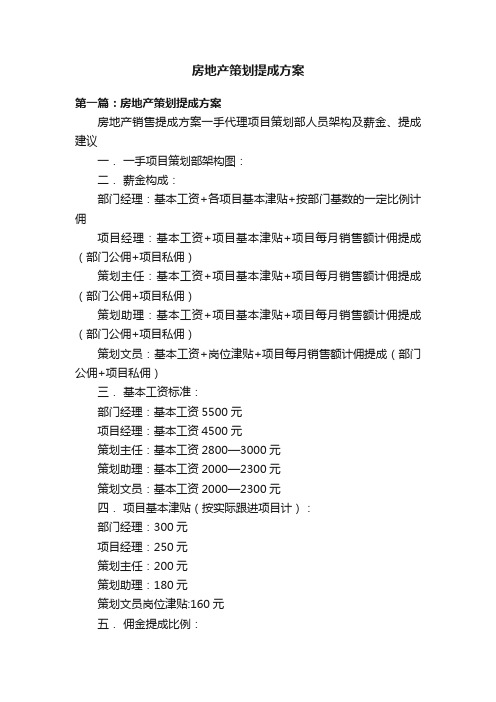 房地产策划提成方案