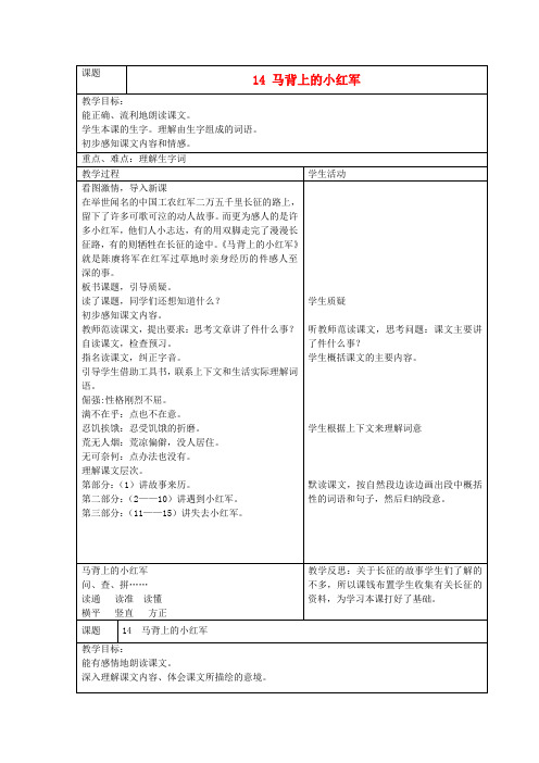 三年级语文下册 马背上的小红军教案 语文A版