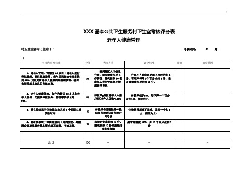 村级基本公共卫生考核评分表