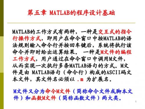 第五章 MATLAB的程序设计基础