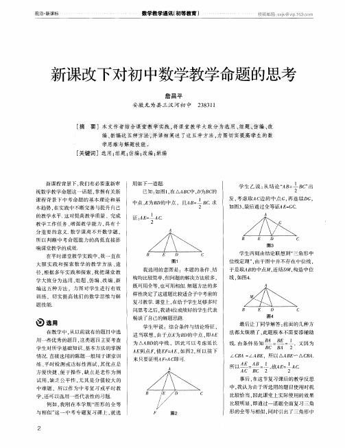 新课改下对初中数学教学命题的思考